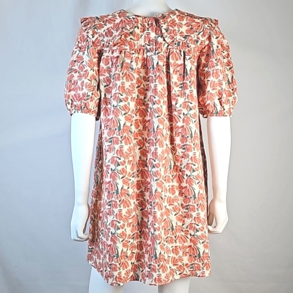 NWT Moodie Textured Cotton Coral Floral Print Ruffle Bib Collar Babydoll… - Picture 8 of 16